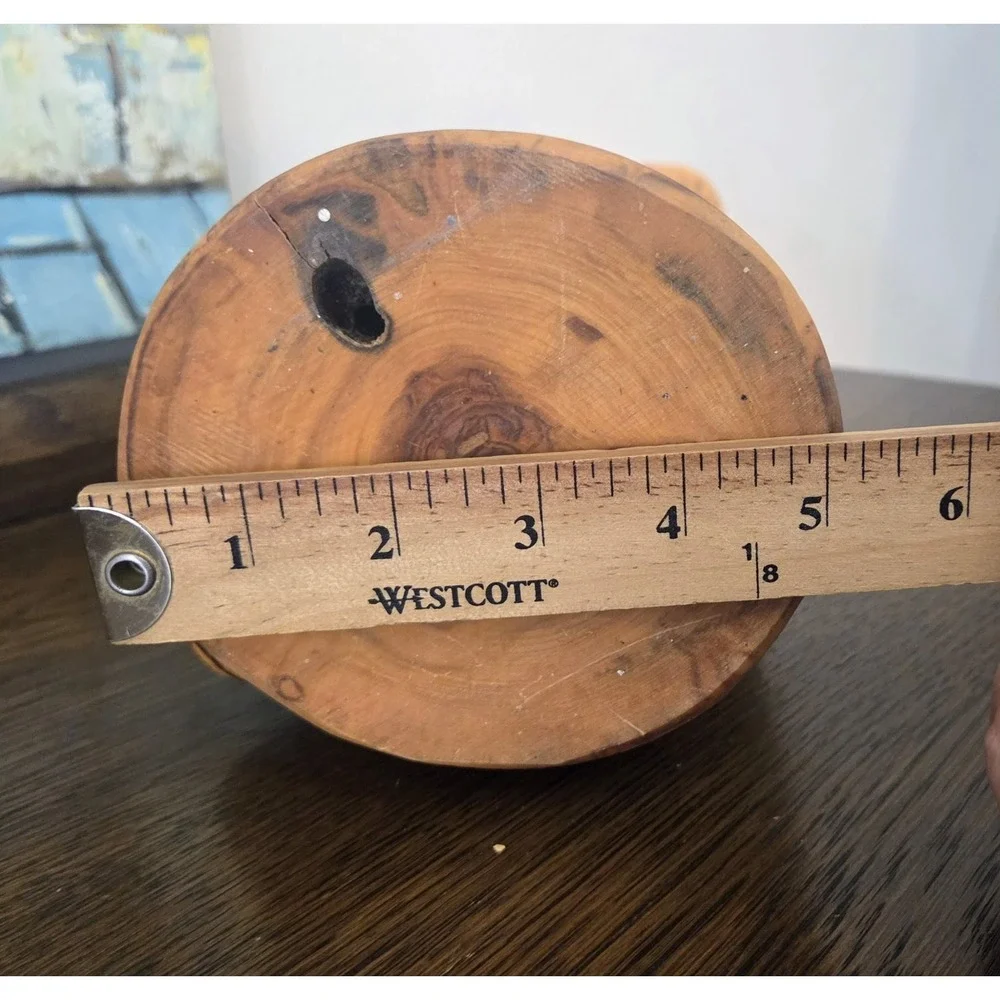 Turned Wooden Vase Rustic Knotty Asymmetrical Flared Rim Solid Piece of Wood 15